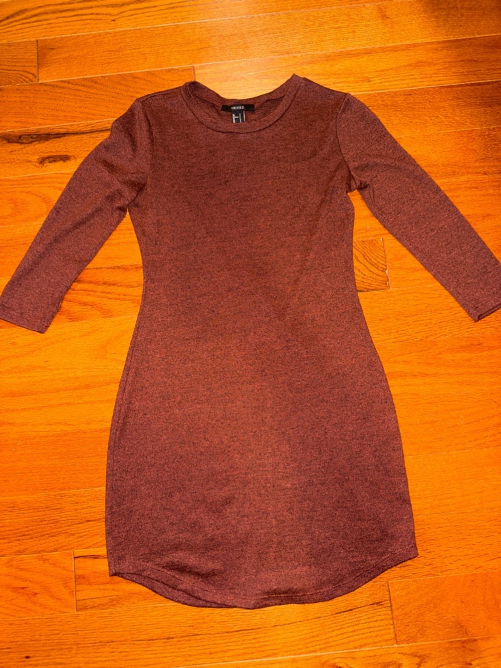 Forever 21 Burgundy Knit Mini Dress with 3/4 Sleeves small